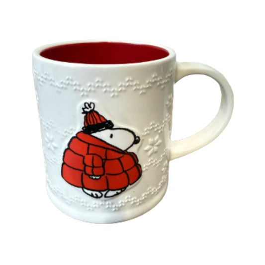 Taza Navideña Snoopy con Chaqueta Roja