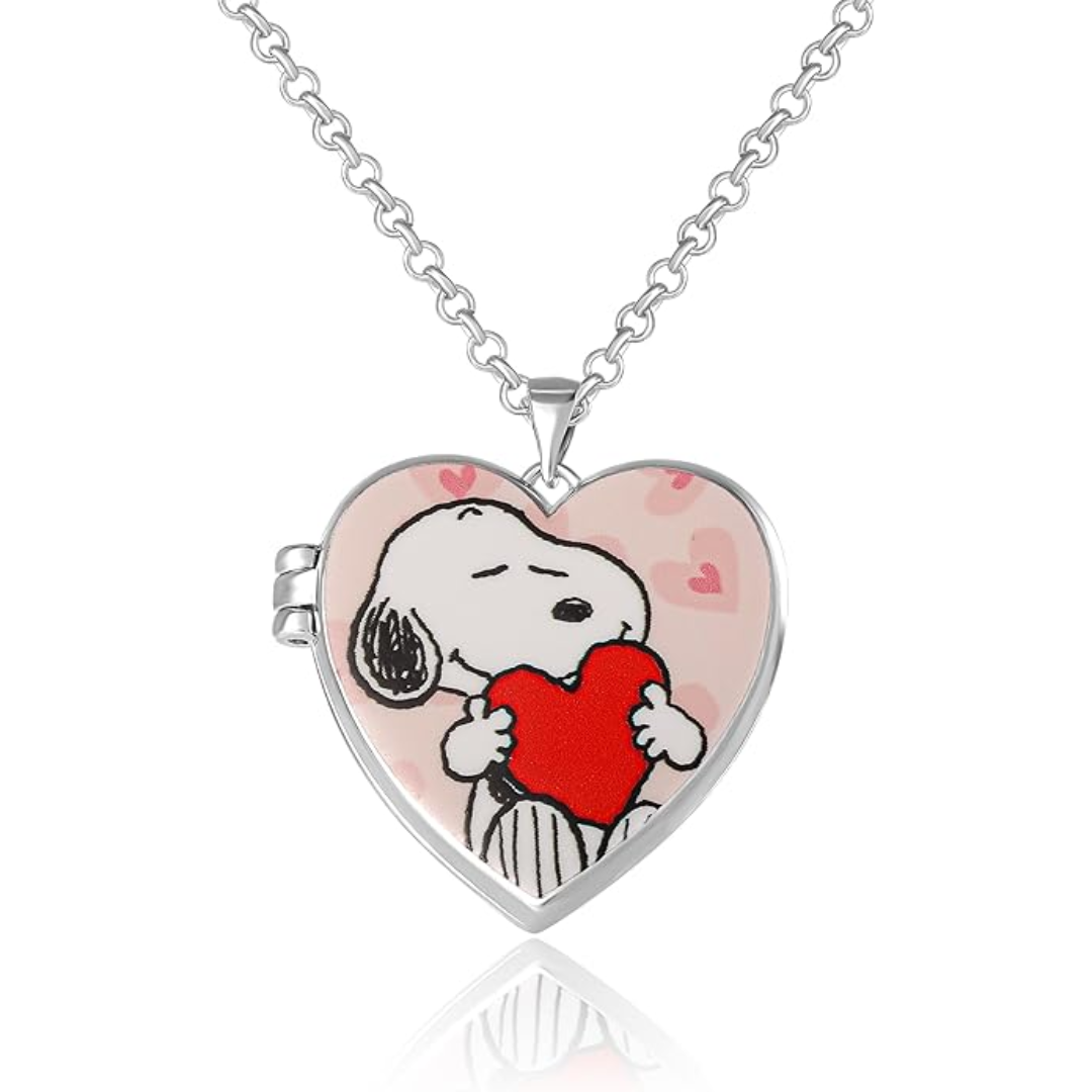 Collar Relicario de Corazón Snoopy con Foto de Woodstock (Joyería Oficial)