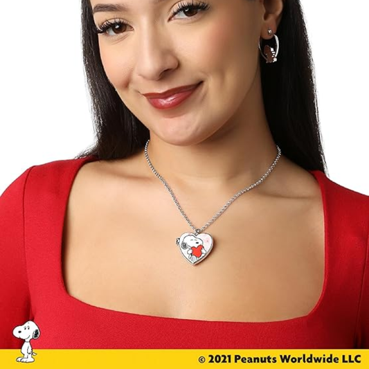 Collar Relicario de Corazón Snoopy con Foto de Woodstock (Joyería Oficial)