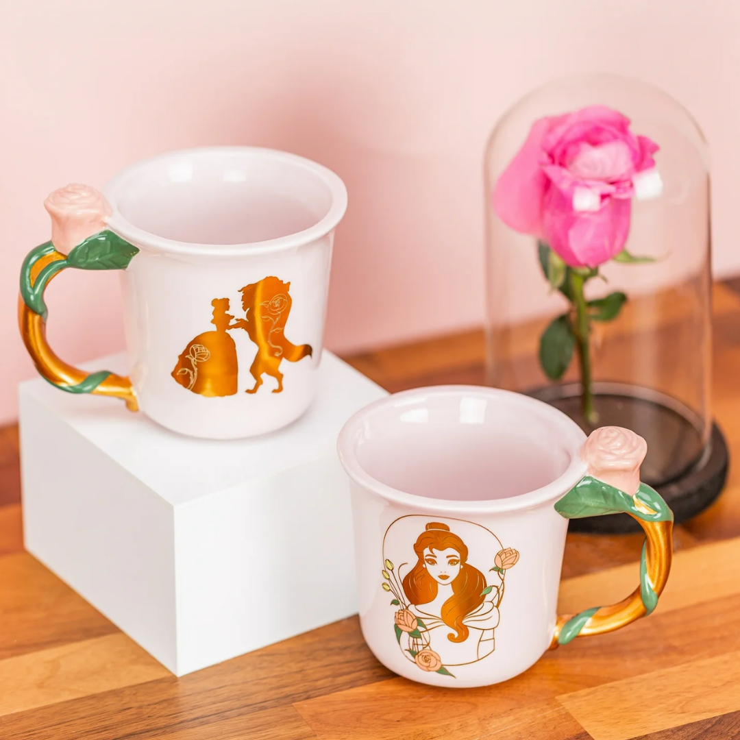 Taza de Cerámica con Asa Esculpida "Bella" - La Bella y la Bestia