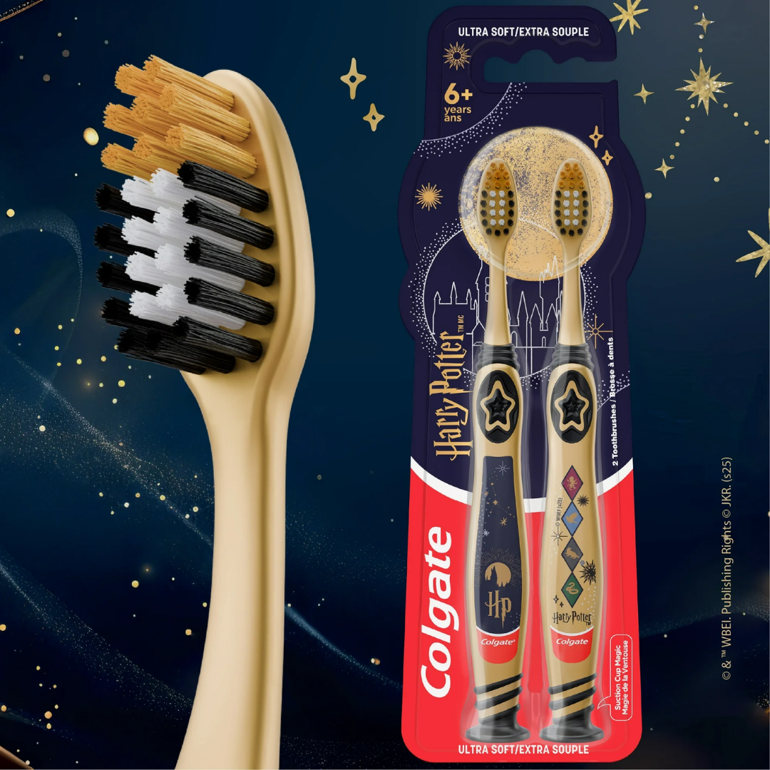 Pack x2 Cepillos de dientes Colgate Harry Potter (Cerdas Extra Suaves + Ventosa)