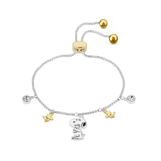 Pulsera Plata "Amigos por Siempre" Snoopy y Woodstock