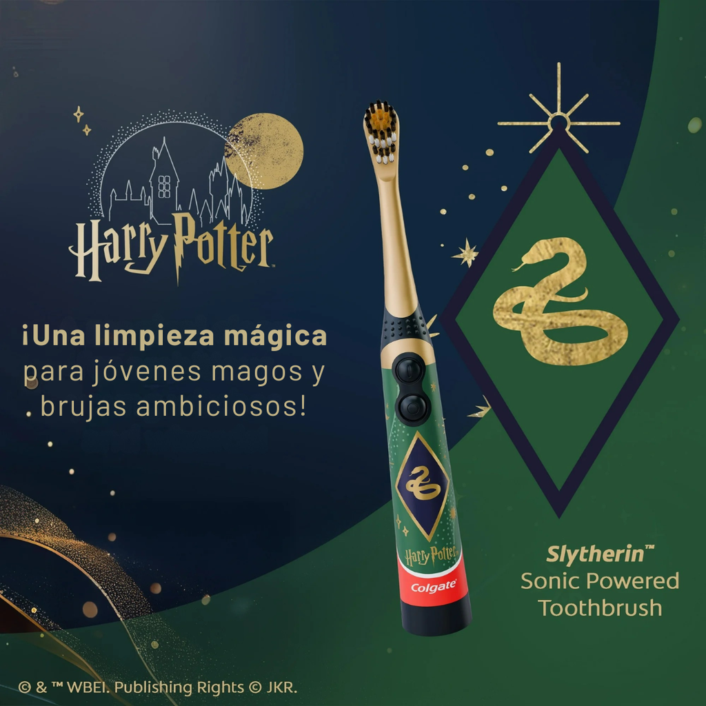 Cepillo de dientes eléctrico Colgate Harry Potter – Slytherin (Cerdas Extra Suaves)