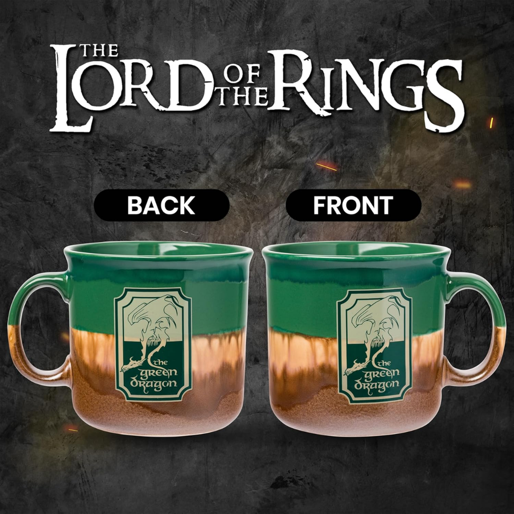 Taza grande de cerámica El Señor de los Anillos – El Dragón Verde (20 oz) | Silver Buffalo