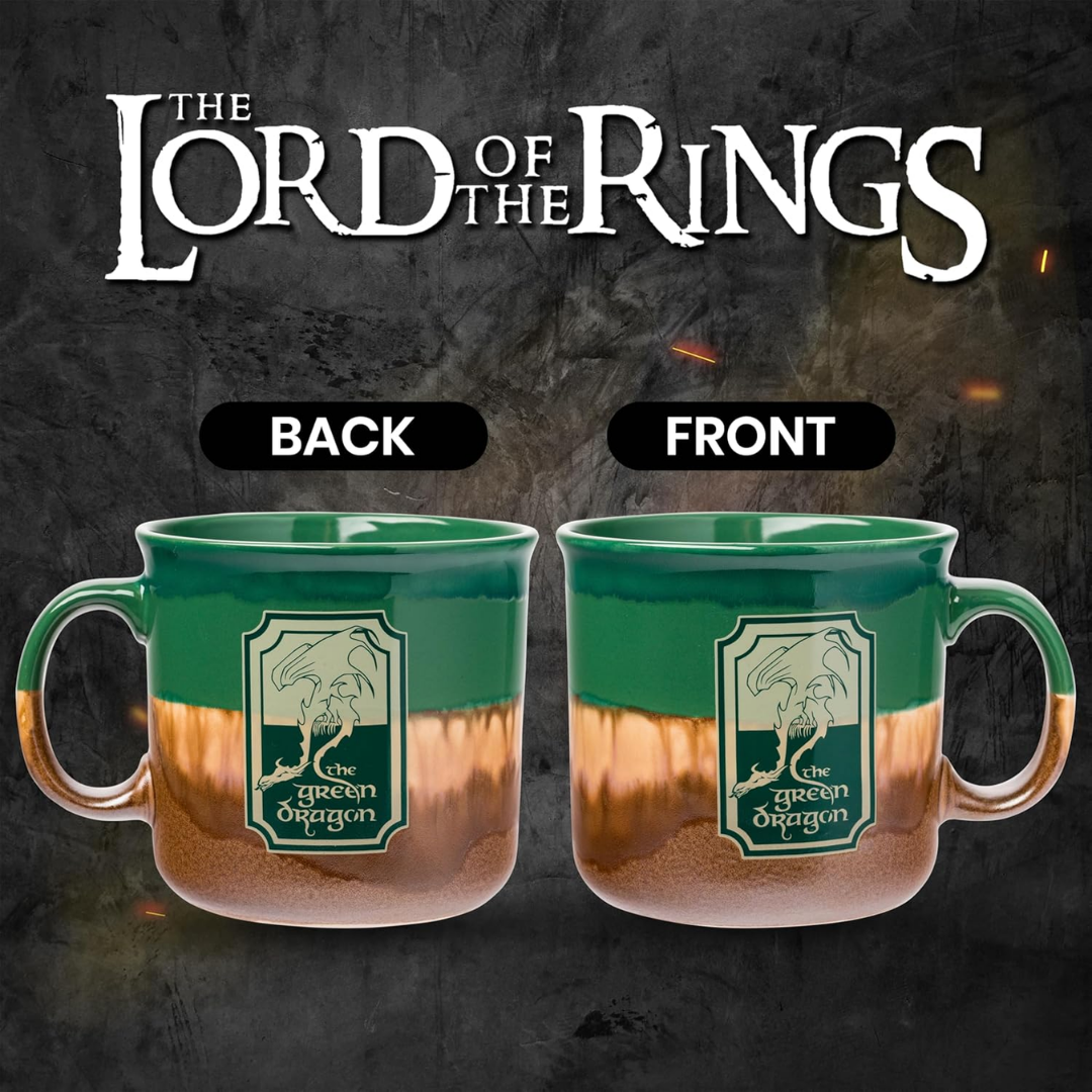 Taza grande de cerámica El Señor de los Anillos – El Dragón Verde (20 oz) | Silver Buffalo