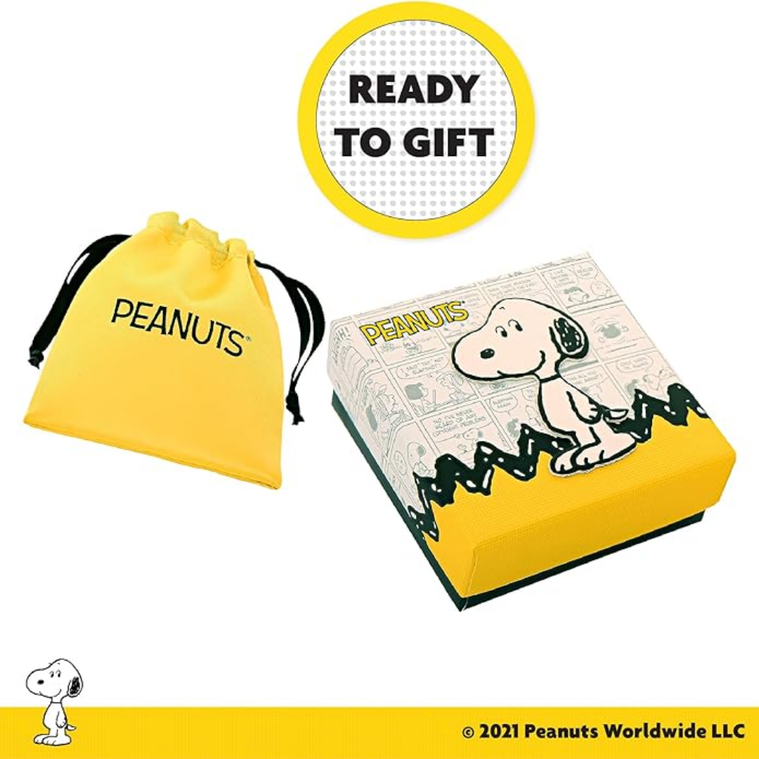 Collar Oficial Snoopy y Woodstock – Colgante con Corazón de Cristal Rojo