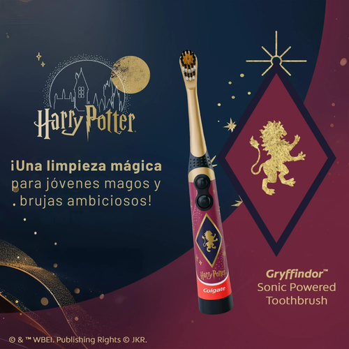 Cepillo de dientes eléctrico Colgate Harry Potter –  Gryffindor (Cerdas Extra Suaves)