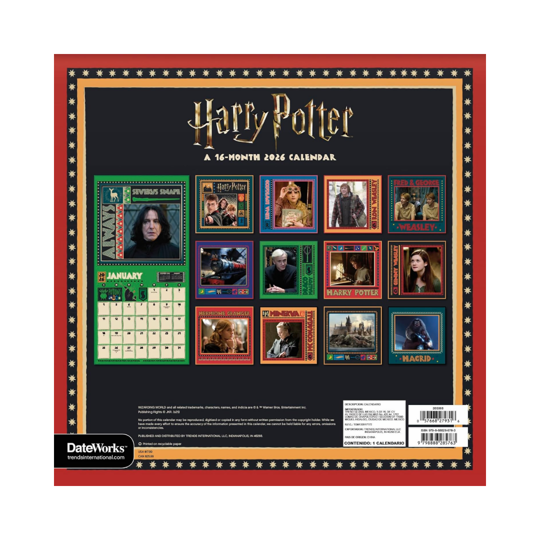 Calendario Harry Potter 2026 – Oficial (16 Meses)