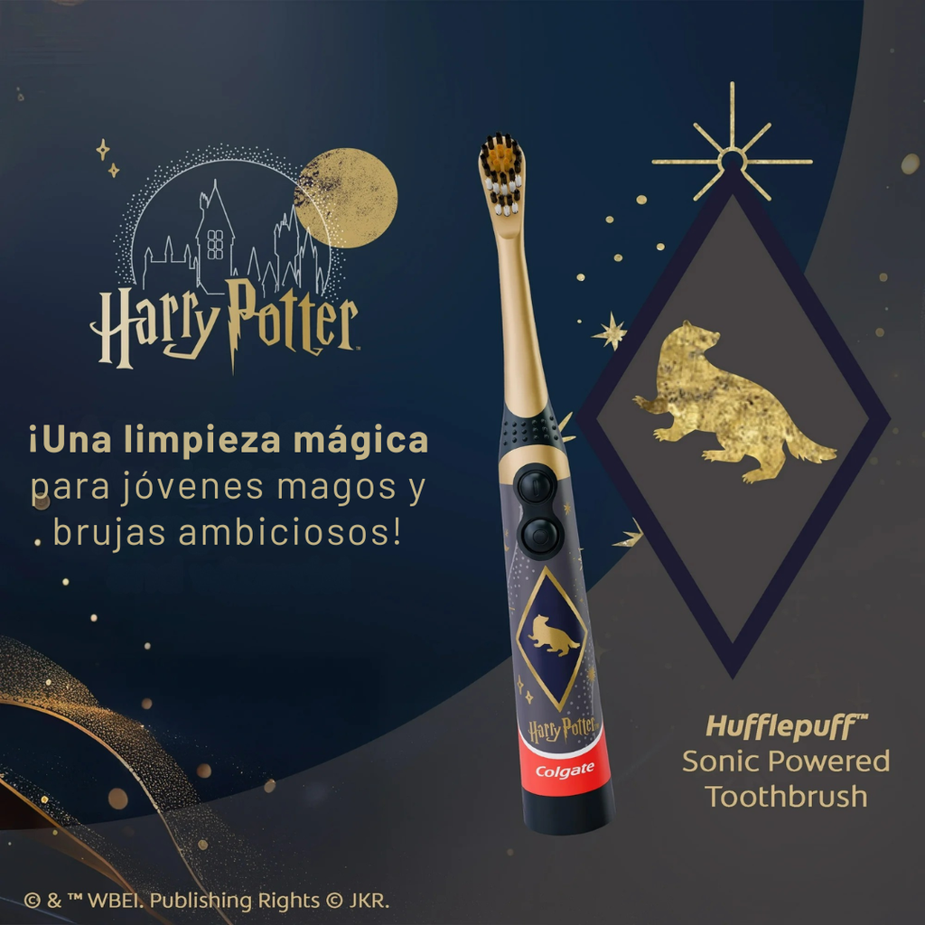 Cepillo de dientes eléctrico Colgate Harry Potter – Hufflepuff (Cerdas Extra Suaves)
