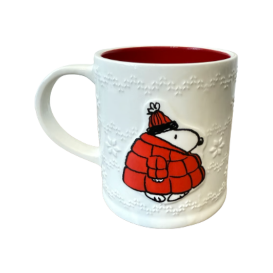 Taza Navideña Snoopy con Chaqueta Roja
