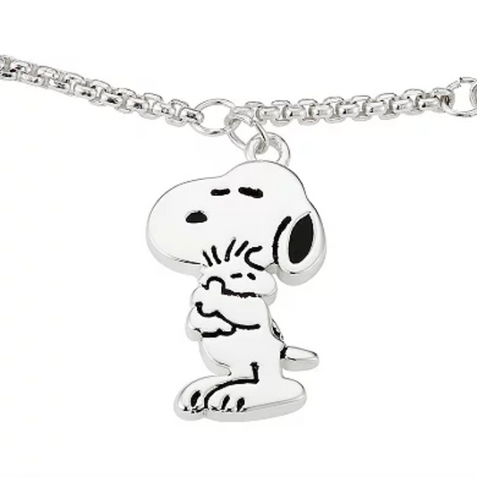 Pulsera Plata "Amigos por Siempre" Snoopy y Woodstock